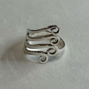 Vintage 925 Sterling Silver Cutout Swirl Wide Statement Ring Size 8.5